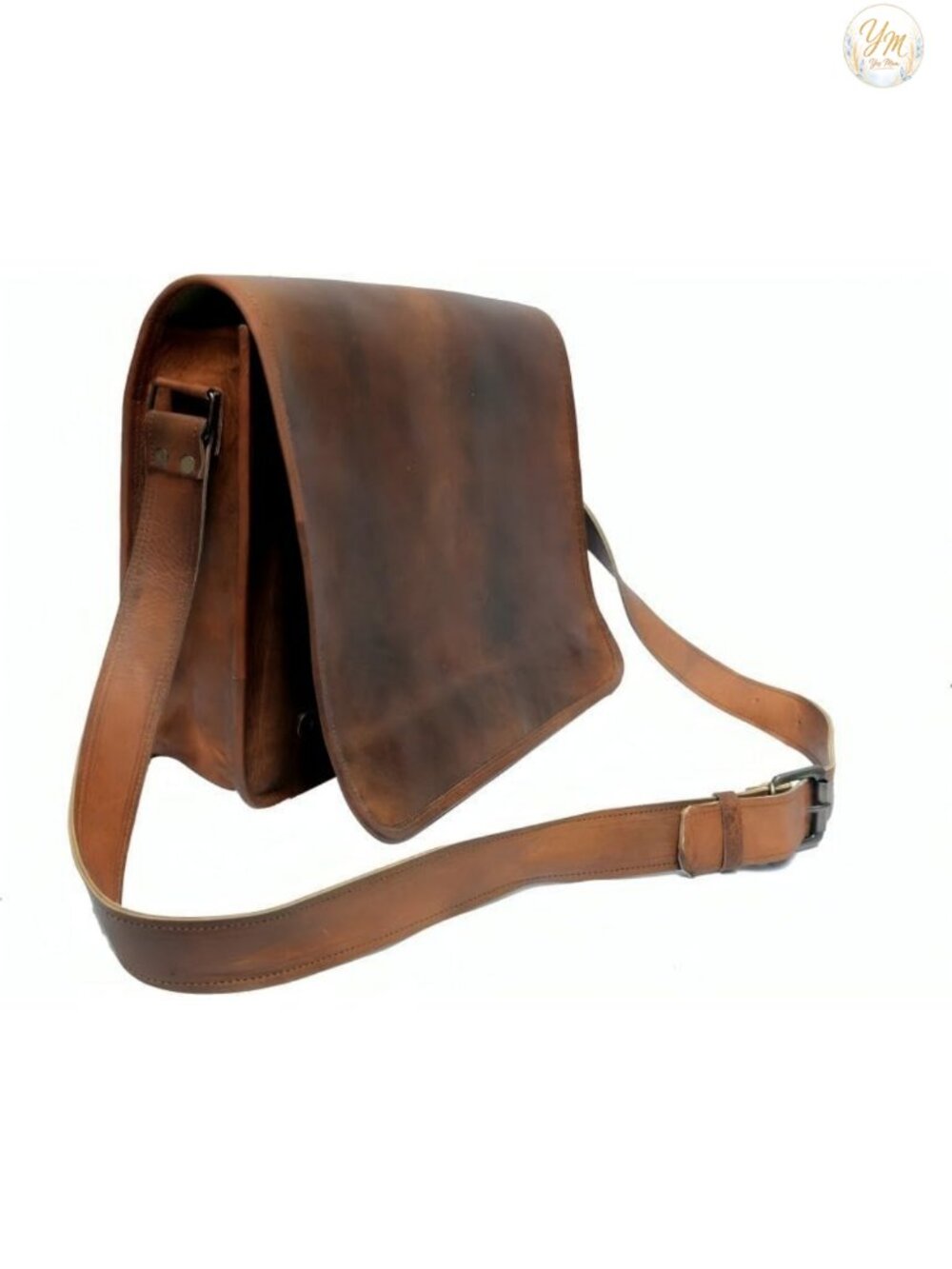Handcrafted Full-Grain Leather Messenger Bag Fits 13 Inch Laptop Satchel